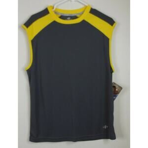 NordicTrack Mens PERFORMANCE MUSCLE SHIRT - Size SMALL - Gray Yellow Vintage NWT